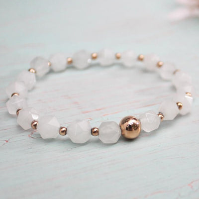 ScHEiNEN Healing Crystal Beaded Stretch Bracelet - White Agate