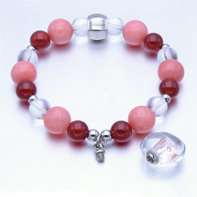 ScHEiNEN Healing Crystal Beaded Stretch Bracelets with Diffuser- Red Chalcedony, Red Agate & Crystal
