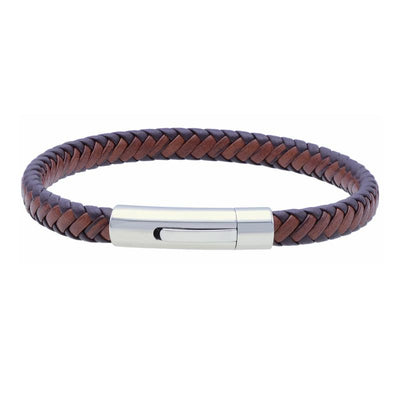 Stainless Steel Bracelet with Leather