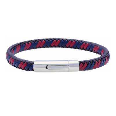 Stainless Steel Bracelet with Three Color Leather