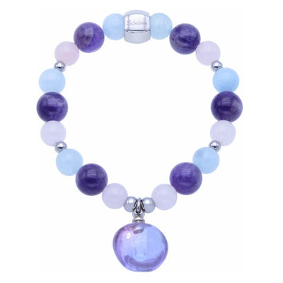 ScHEiNEN Healing Crystal Beaded Stretch Bracelets with Diffuser- Amethyst, Rose Quartz & Aquamarine