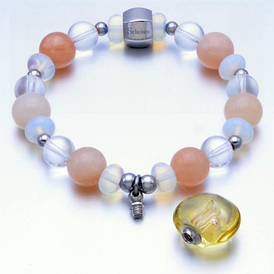 ScHEiNEN Healing Crystal Beaded Stretch Bracelets with Diffuser- Orange Aventurine, Crystal & Opal