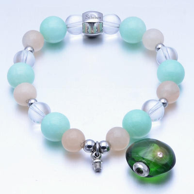 ScHEiNEN Healing Crystal Beaded Stretch Bracelet with Diffuser- Orange Aventurine, Green Chalcedony & Crystal