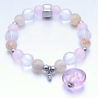ScHEiNEN Healing Crystal Beaded Stretch Bracelets with Diffuser- Crystal, Cherry Blossom Agate & Rose Quartz