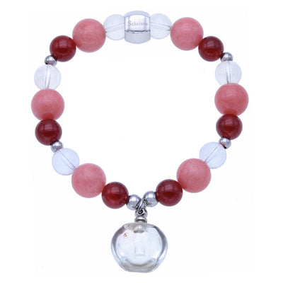 ScHEiNEN Healing Crystal Beaded Stretch Bracelets with Diffuser- Red Chalcedony, Red Agate & Crystal