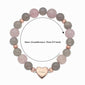 ScHEiNEN Healing Crystal Beaded Heart shape Stretch Bracelet - Strawberry Quartz & Grey Agate