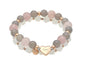 ScHEiNEN Healing Crystal Beaded Heart shape Stretch Bracelet - Strawberry Quartz & Grey Agate